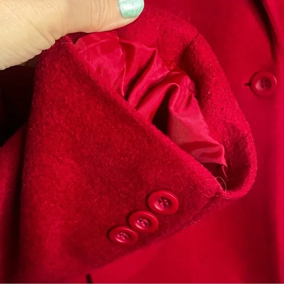 JM Collection Wool Blend Blazer Jacket Women 18 Red Button Career Business Lined - Picture 4 of 8